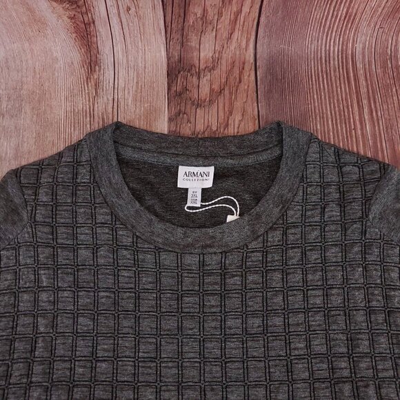 NWT Armani Collezioni Mens Size XXL Gray Crew Neck Pullover Shirt Viscose Blend - Picture 6 of 16